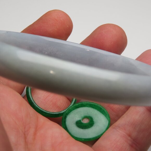 "Extra Large Natural Jade Bangle + Jade Ring & Donut 68-70mm" - Picture 2 of 3